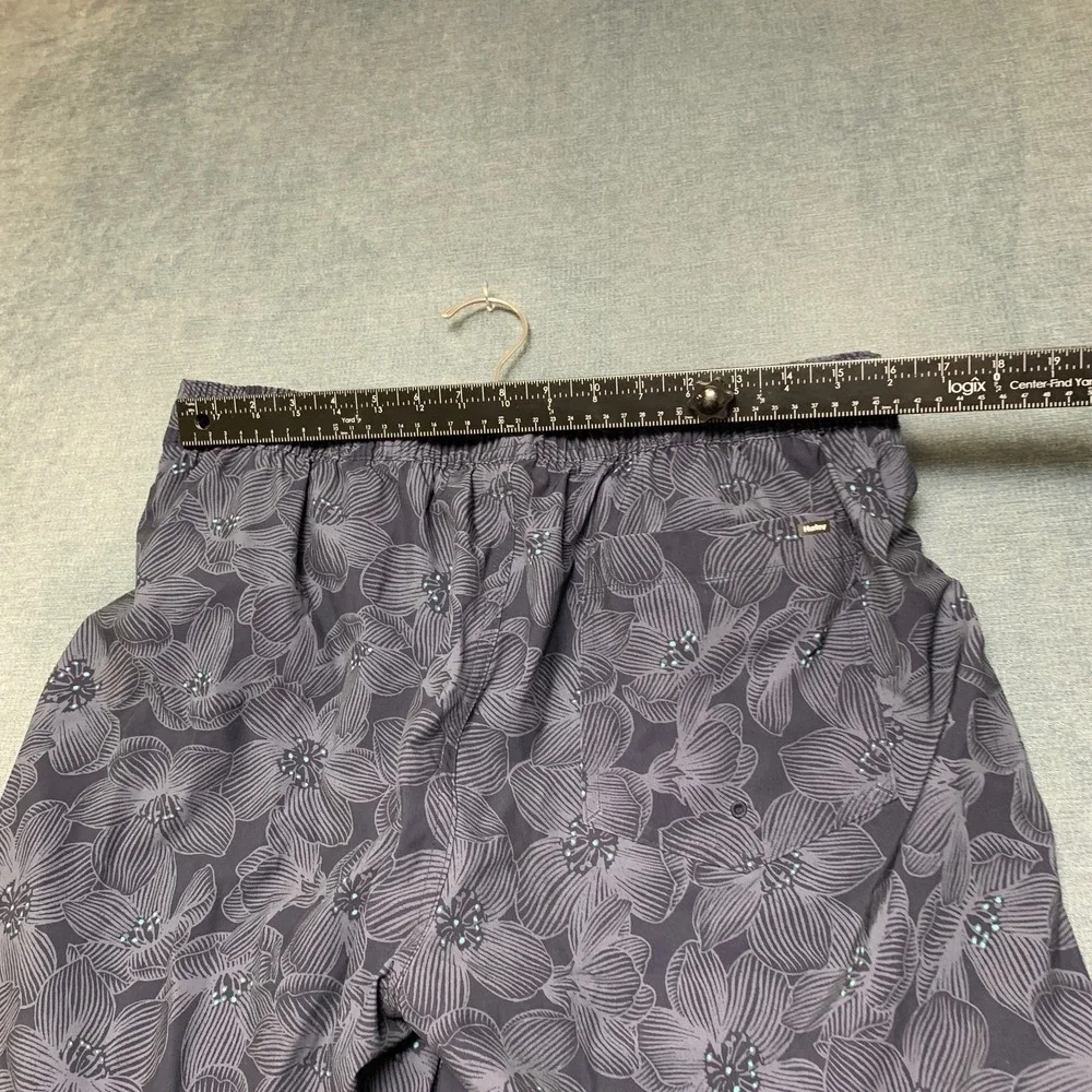Hurley Board Shorts Men XL Gray Floral Comfort Stretch Drawstring Waist Swimwear